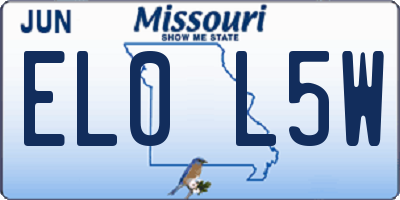 MO license plate EL0L5W