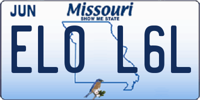 MO license plate EL0L6L
