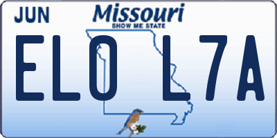 MO license plate EL0L7A