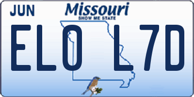 MO license plate EL0L7D