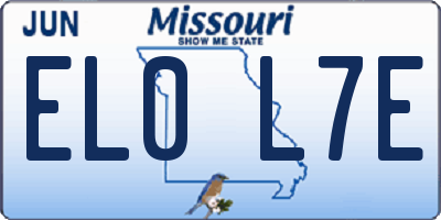 MO license plate EL0L7E
