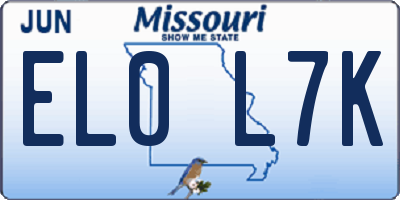 MO license plate EL0L7K