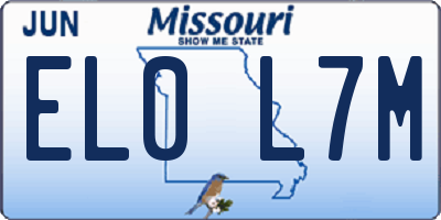 MO license plate EL0L7M