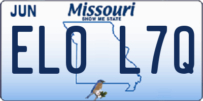 MO license plate EL0L7Q