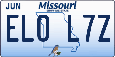 MO license plate EL0L7Z