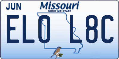 MO license plate EL0L8C