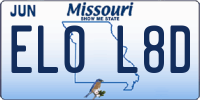 MO license plate EL0L8D