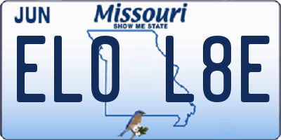 MO license plate EL0L8E