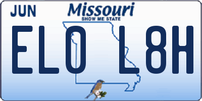 MO license plate EL0L8H