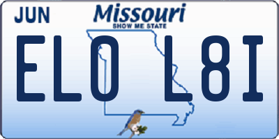 MO license plate EL0L8I