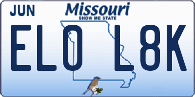 MO license plate EL0L8K