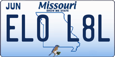 MO license plate EL0L8L
