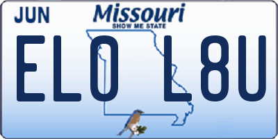 MO license plate EL0L8U