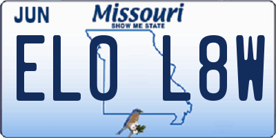 MO license plate EL0L8W