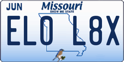MO license plate EL0L8X