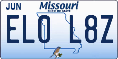 MO license plate EL0L8Z