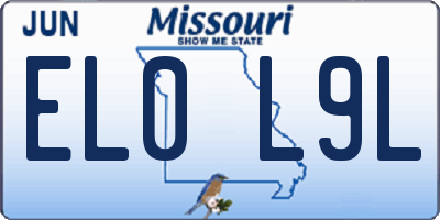 MO license plate EL0L9L