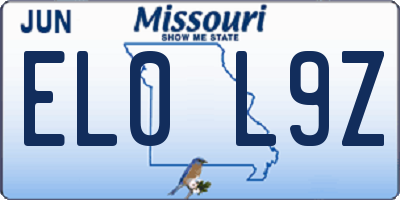 MO license plate EL0L9Z