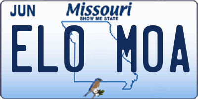 MO license plate EL0M0A