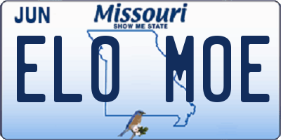 MO license plate EL0M0E