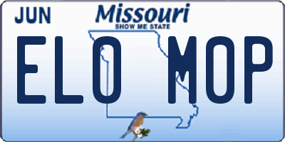 MO license plate EL0M0P