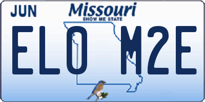MO license plate EL0M2E