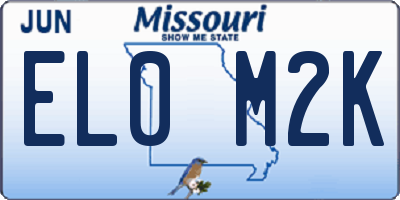 MO license plate EL0M2K