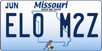 MO license plate EL0M2Z