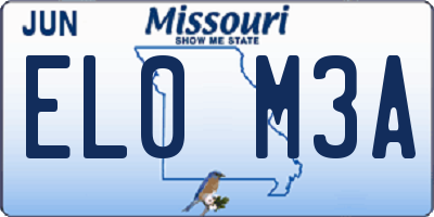 MO license plate EL0M3A