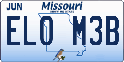 MO license plate EL0M3B