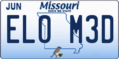 MO license plate EL0M3D