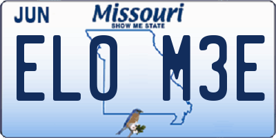 MO license plate EL0M3E