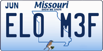 MO license plate EL0M3F