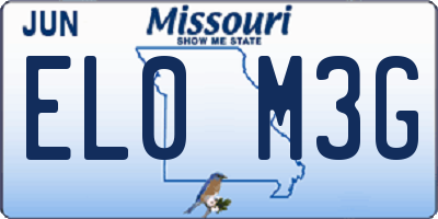 MO license plate EL0M3G