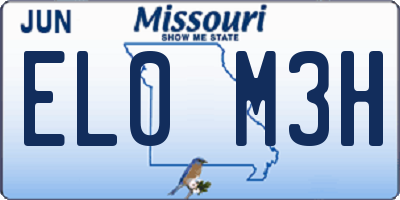 MO license plate EL0M3H