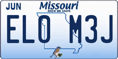 MO license plate EL0M3J