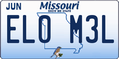 MO license plate EL0M3L