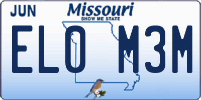 MO license plate EL0M3M