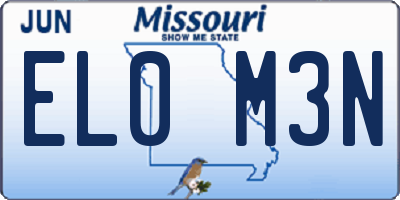 MO license plate EL0M3N
