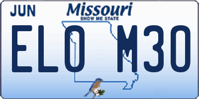 MO license plate EL0M3O