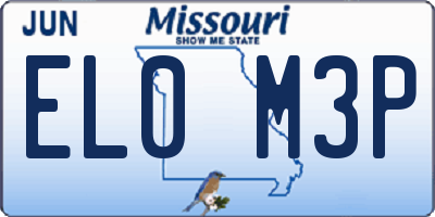 MO license plate EL0M3P
