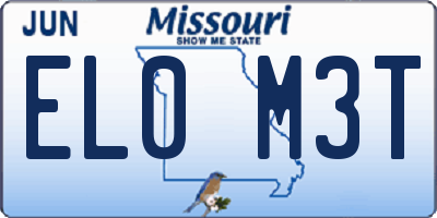 MO license plate EL0M3T