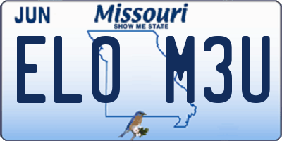 MO license plate EL0M3U