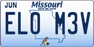 MO license plate EL0M3V