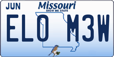 MO license plate EL0M3W