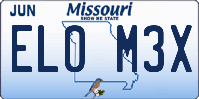 MO license plate EL0M3X
