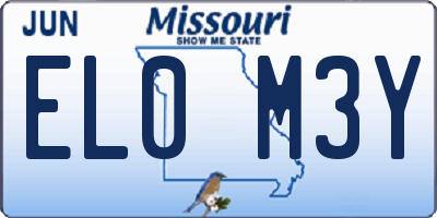 MO license plate EL0M3Y