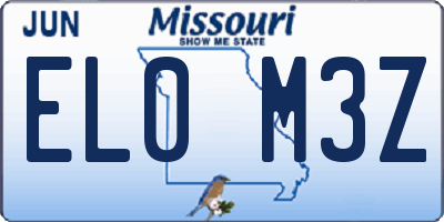 MO license plate EL0M3Z