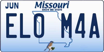 MO license plate EL0M4A