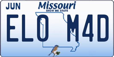 MO license plate EL0M4D